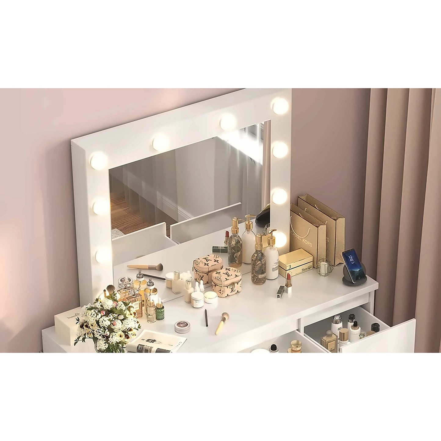 coiffeuse avec miroir LED