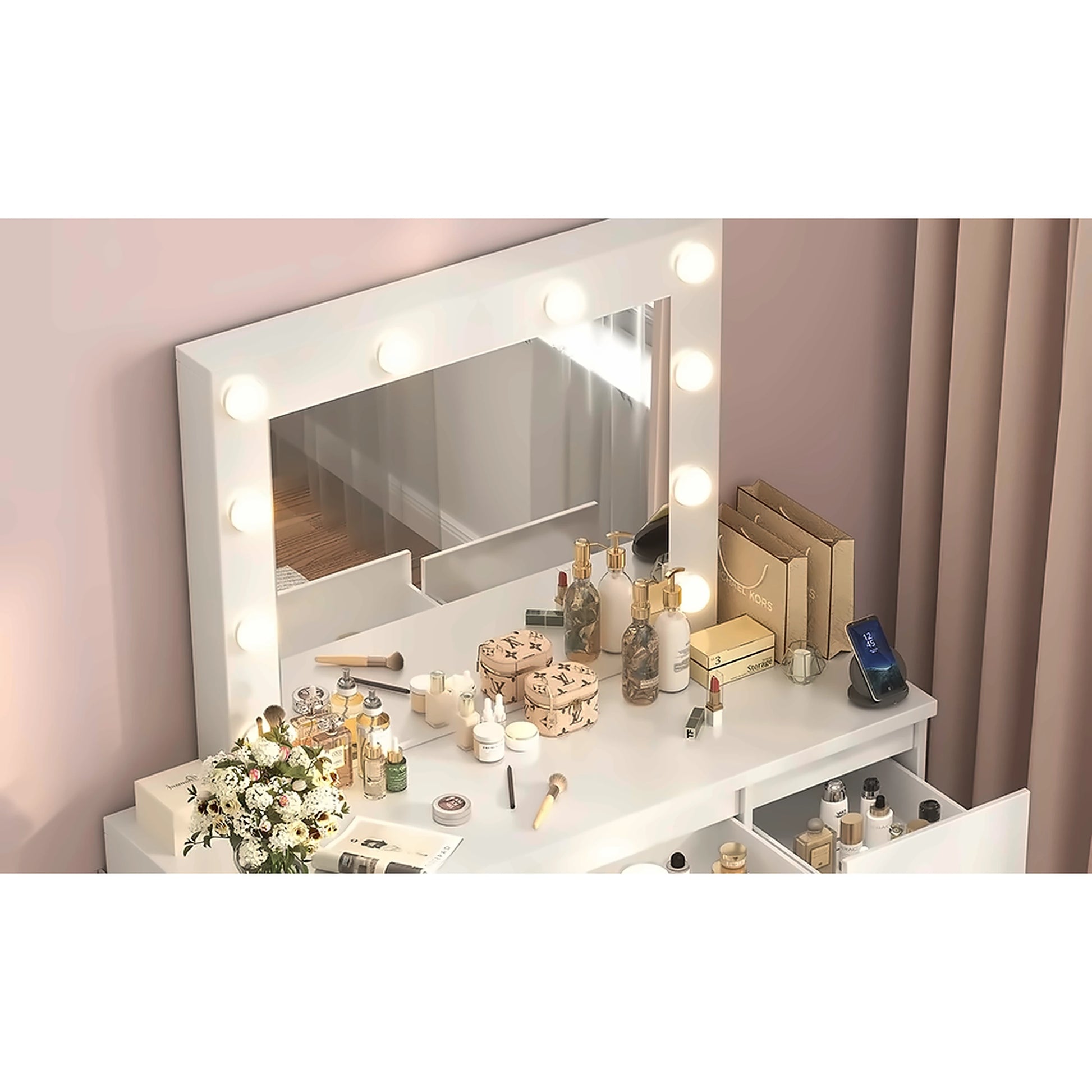 coiffeuse avec miroir LED