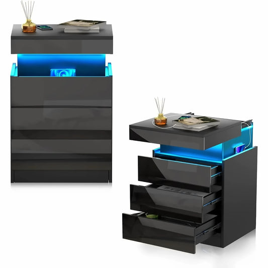 table de chevet avec station de charge